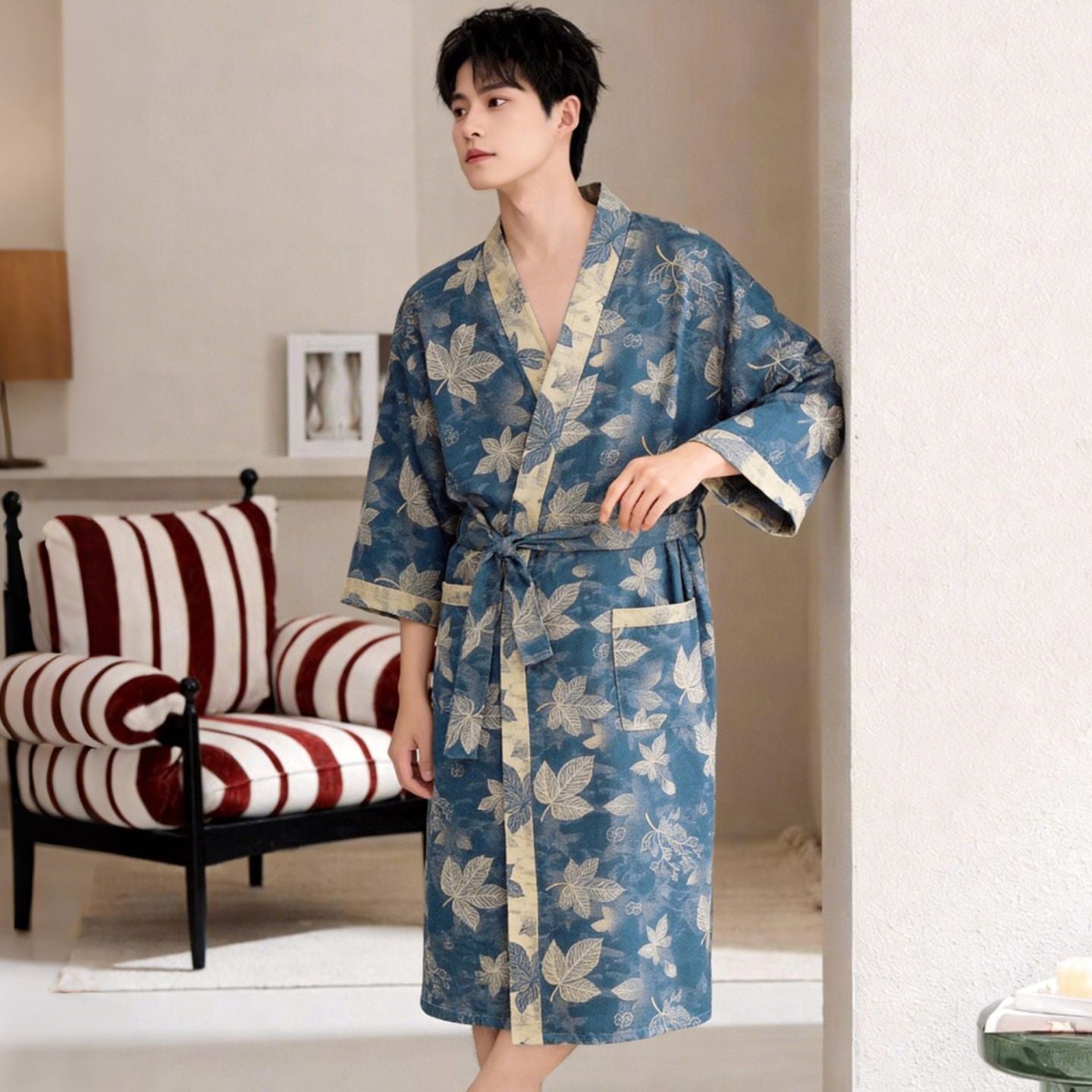 Cotton Gauze Bathrobe for Home and Spa | wardrobe pairing example