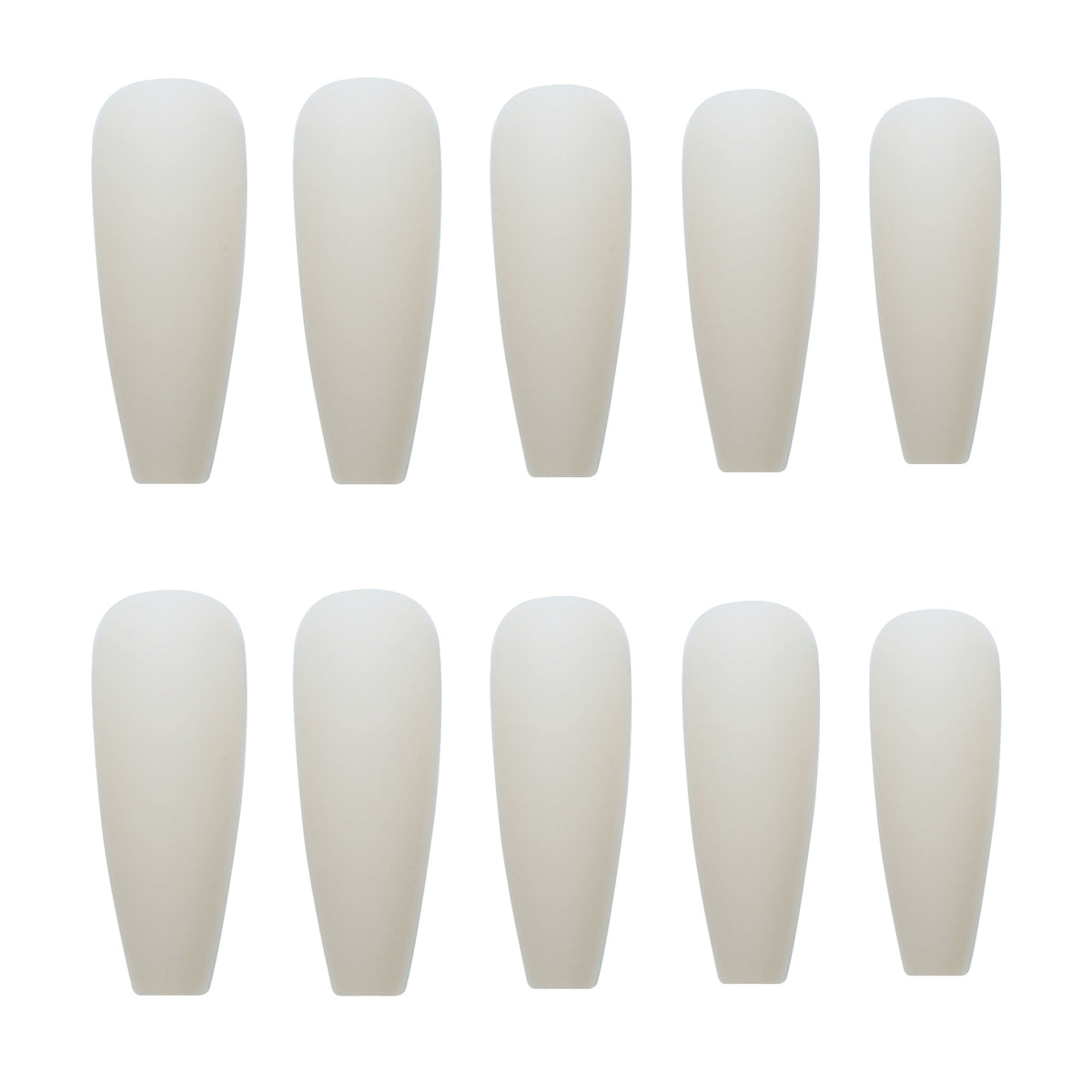 Frosted press-on nails shown applied for an at-home manicure look