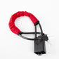 Red variant: red sleeved cable lock with the black lock body and keys on a white background