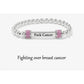 Silver bead bracelet with an engraved bar and pink pave cubic zirconia end rings
