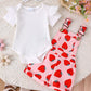 Girls Cotton Printed Top and Overalls Two-Piece Set