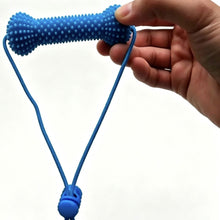 Nubbed Bone Dog Chew Toy with Elastic Cord and Cord Lock