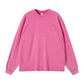 Washed heavyweight oversized long sleeve tee in magenta hanging from the front