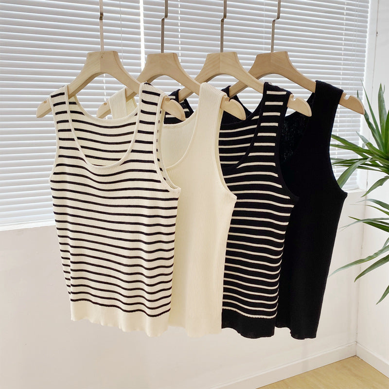 Close up of the striped camisole fabric texture