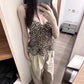 Retro Leopard Print Back Cutout Camisole Top