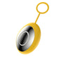 Yellow oval handheld sleep aid device with polished metal plate and silicone finger ring