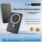 Magnetic power bank shown from the side to show its overall thickness