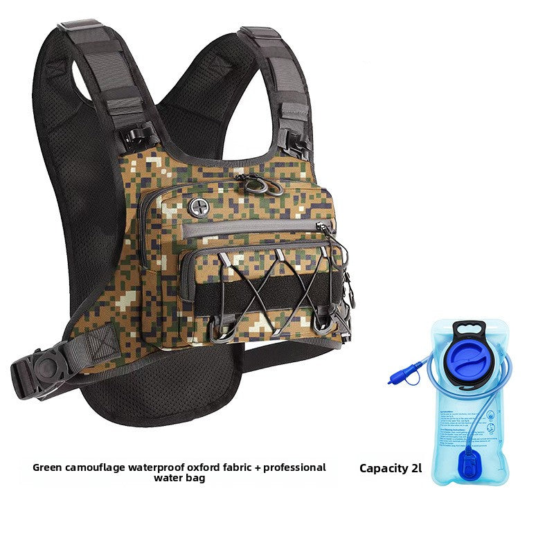 Colour and pattern options of the chest pack lined up together