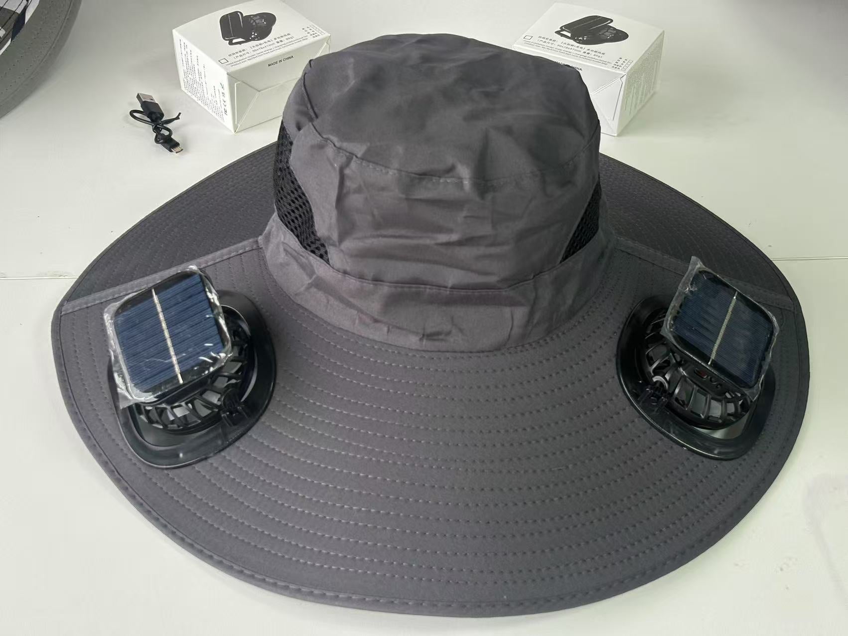 Solar Usb Fan Hat with Dual | material close up