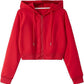 Cotton blend cropped zip hoodie that layers over high waisted bottoms