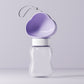 Purple cloud lid pet water bottle with white twist ring and open drinking trough on a lilac background