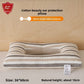 Contoured cotton side sleeper pillow with a hollow ear relief center and neck ridge, brown stripe