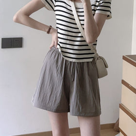 Womens Ice Silk Quick-Dry Pleated Shorts