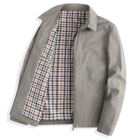 Men's Pure Cotton Zip Jacket with Checked Lining, Business Casual