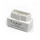 White mini OBD2 Bluetooth scanner with printed ELM 327 Interface marking, three quarter studio view