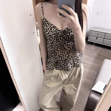 Retro Leopard Print Back Cutout Camisole Top
