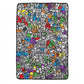 Rainbow coloured doodle design of the wool felt throw, the Painted style