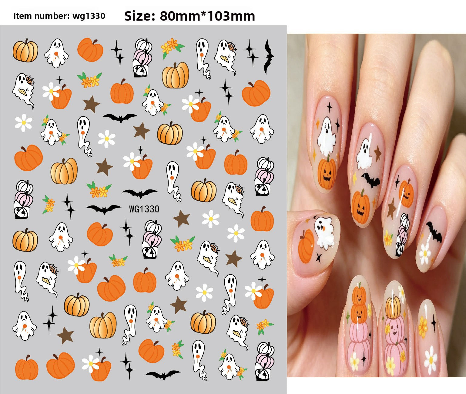 Halloween nail art stickers with witches, cats and crescent moon designs