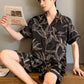 Pajama shorts laid flat with elastic waistband