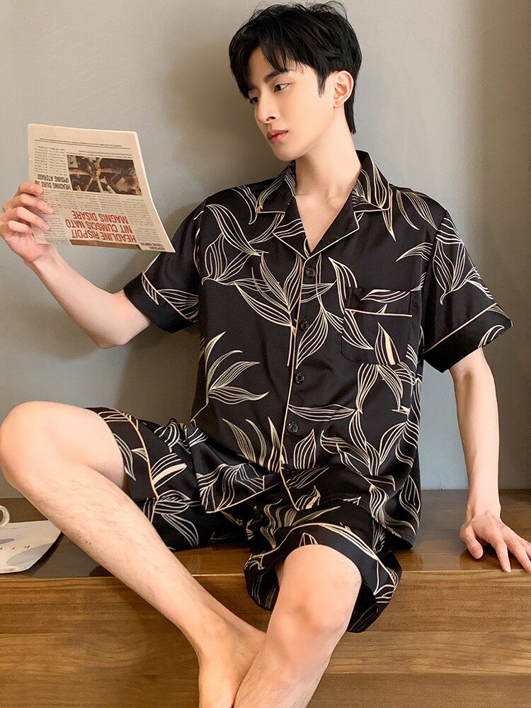Pajama shorts laid flat with elastic waistband