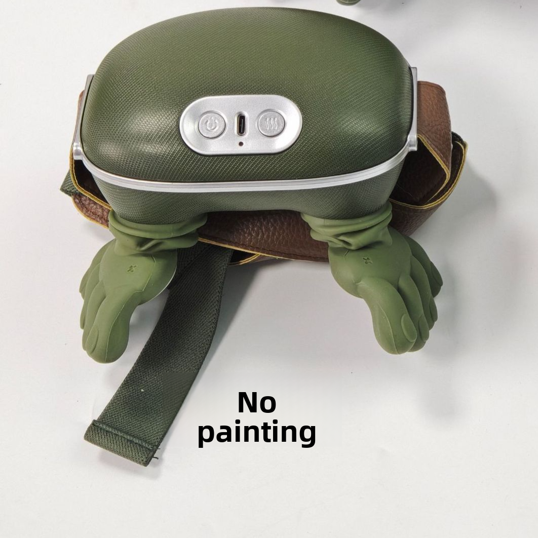 Neck and shoulder massager with an elastic strap and four rotating silicone kneading nodes
