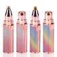 Four lipstick shaped ladies shavers in gradient rainbow and pink finishes