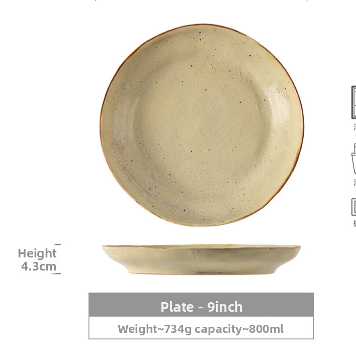 Color glaze detail of the wabi-sabi stoneware plate