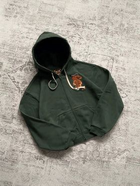 Embroidered Hooded Sweatshirt with Double Zipper