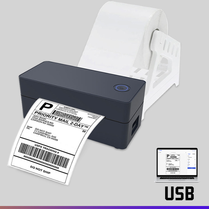 Close view of the thermal label printer print head and paper path