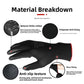 Material breakdown of a black nitrile coated glove showing the nitrile coating, polyester knit liner and elastic cuff