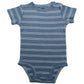 Folded baby short sleeve cotton bodysuit with shoulder snap shoulders on a plain background