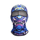 Blue Eyed Monster print full-face balaclava with a fanged mouth, summer style, on a white background
