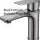 Gunmetal gray single lever faucet, option image labeled Black HotCold ExplosionProofTube
