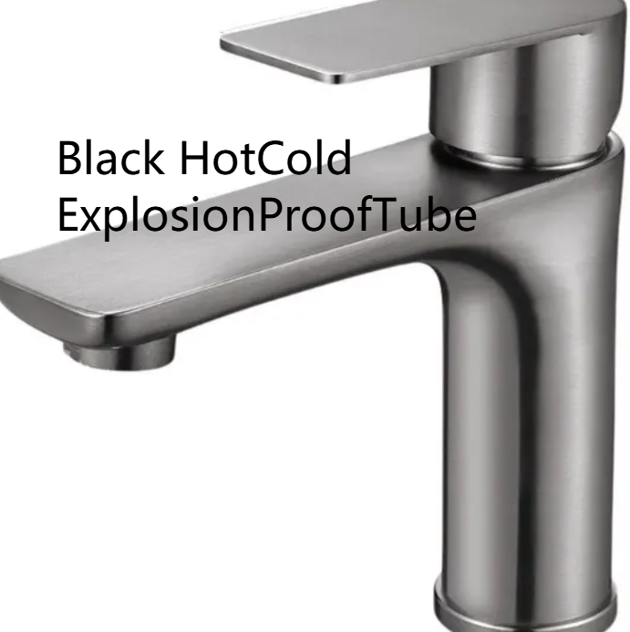 Gunmetal gray single lever faucet, option image labeled Black HotCold ExplosionProofTube