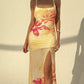 Pleated Print Tulle Slip Dress, floaty pleated tulle slip dress hem detail