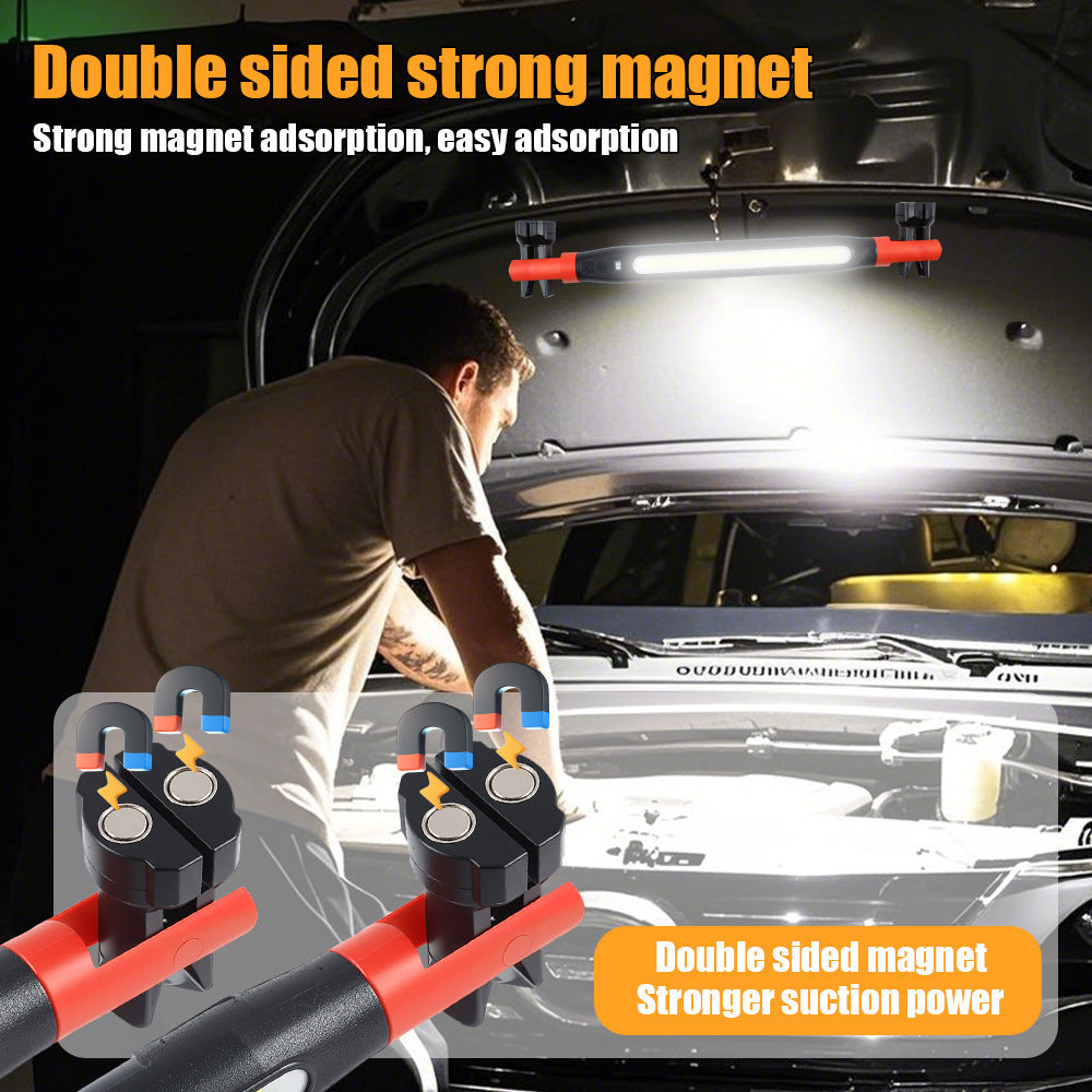 COB LED work light showing the magnetic foot and fold out hanging hook