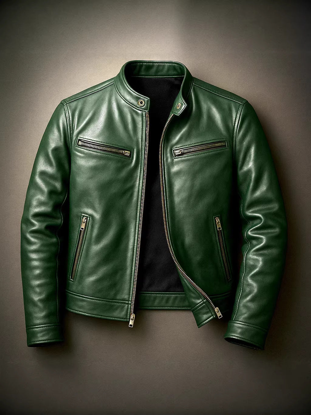 Men's stand-up collar slim-fit punk motorcycle jacket coat