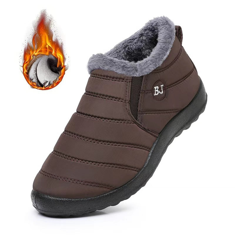 Winter ankle boot with soft faux wool lining and a thick textured grip sole