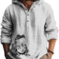 Hooded henley shirt, white shirt with an ink-style frog print at the lower left, size 3XL