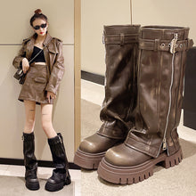 Women's Thick-Soled Knee-High Knight Boots with Buckle and Side Zipper