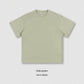 Model wearing the oversized heavyweight cotton crew neck tee with a relaxed drop shoulder cut