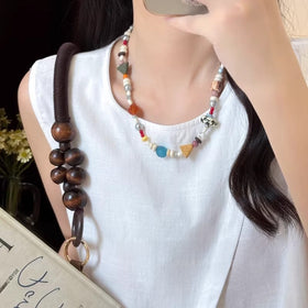 Colorful Dopamine Beaded Clavicle Necklace