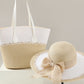 Bow Design Sun Hat and Bag Set | close up material texture