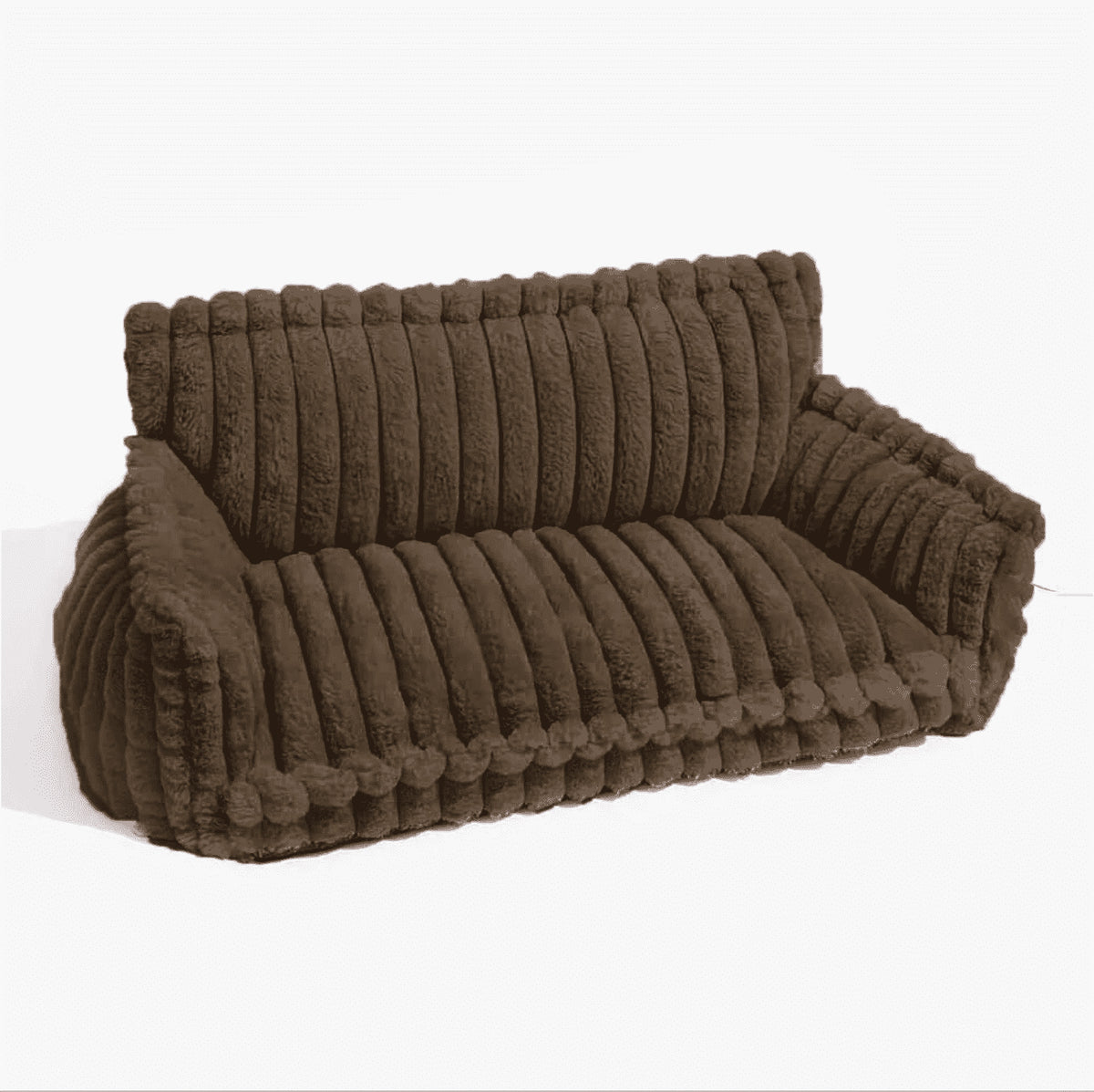 Sofa style plush pet bed with a raised bolster on three sides and a loose cushion, for cats and dogs