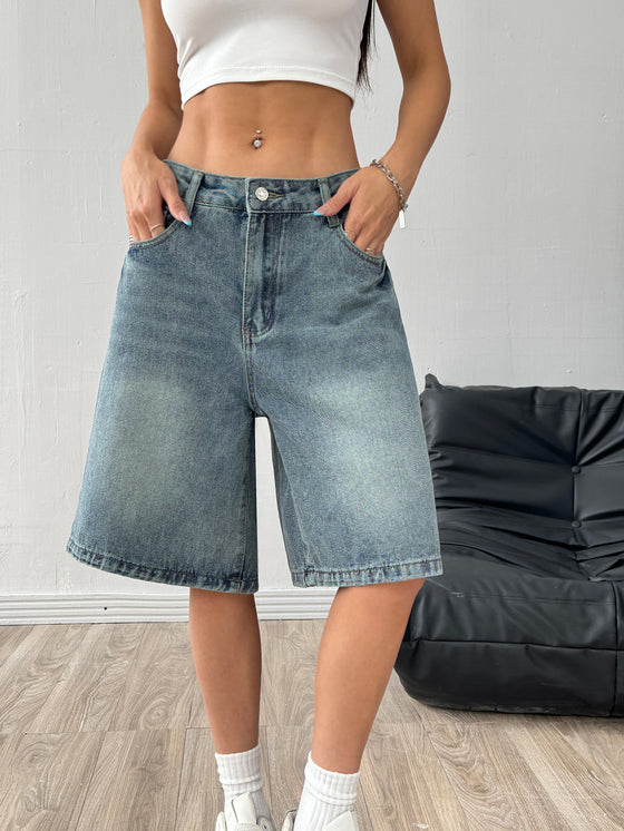 Women's Denim Wide-Leg Shorts