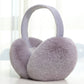 Gray Fabric Band foldable plush winter earmuffs, front three quarter view