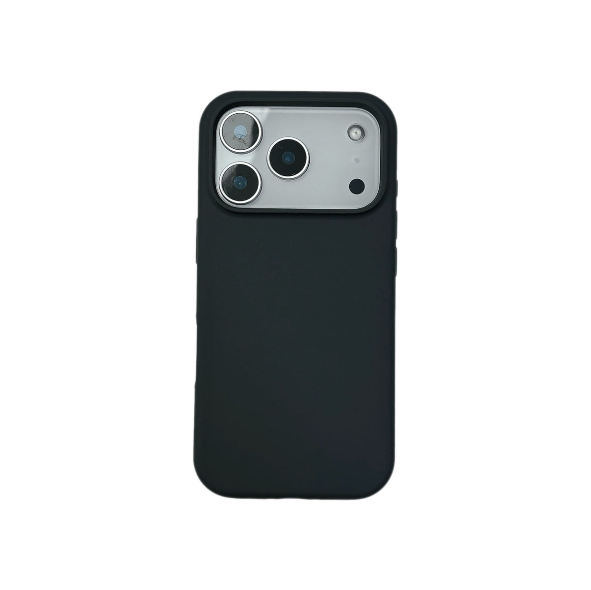 Magnetic silicone phone case with full back and side coverage and raised protective edges on white