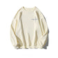 Beige mens letter print crew neck sweatshirt with chest script print, product photo