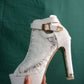 Lace high-heeled sandals