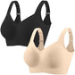 Black and nude seamless wireless bras shown together on white, Nude Black option, size XL